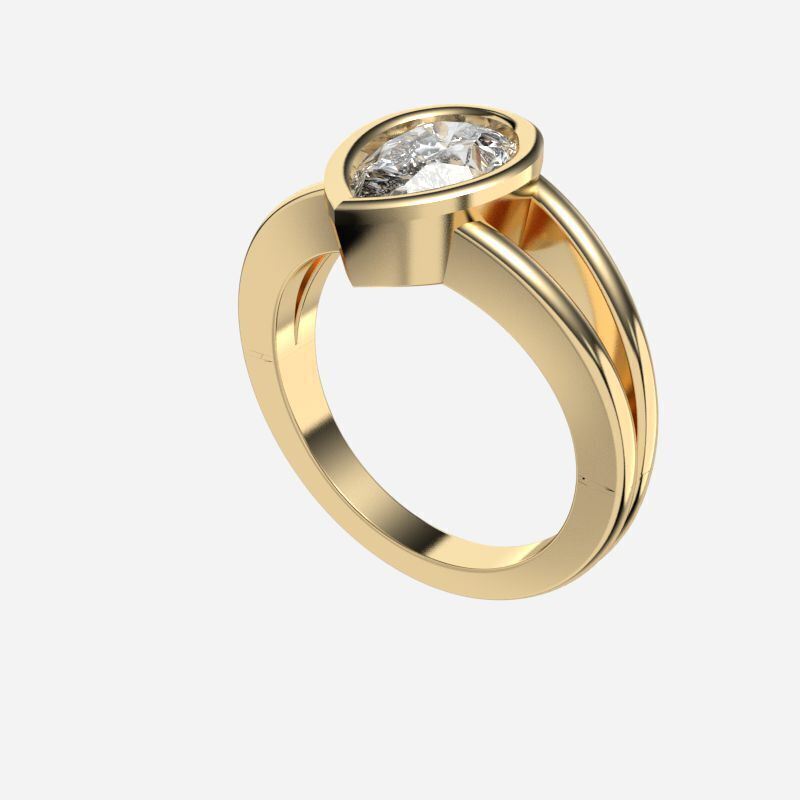 Pear Diamond Solitaire Ring 3D print model_5