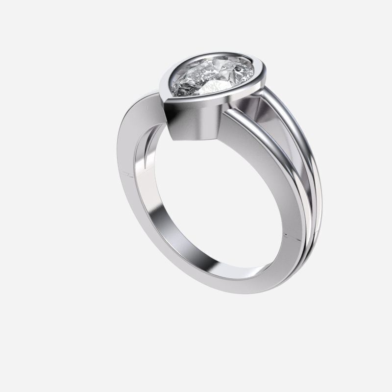 Pear Diamond Solitaire Ring 3D print model_11