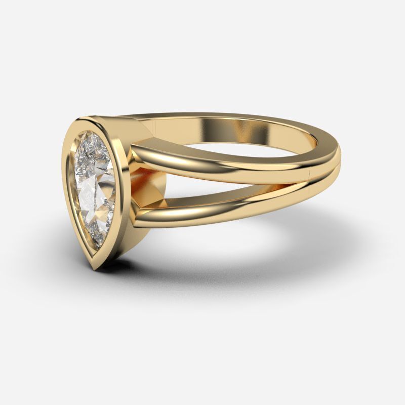 Pear Diamond Solitaire Ring 3D print model_3