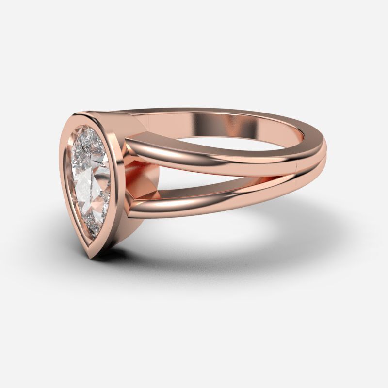 Pear Diamond Solitaire Ring 3D print model_6
