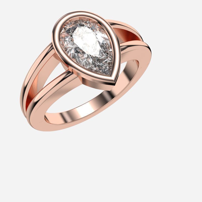 Pear Diamond Solitaire Ring 3D print model_7