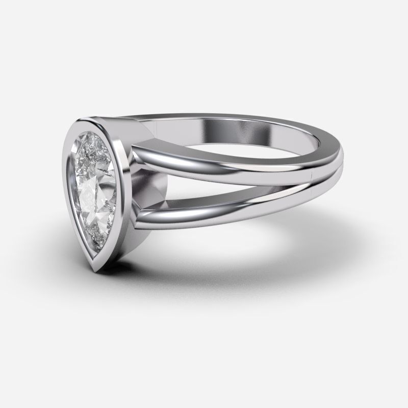 Pear Diamond Solitaire Ring 3D print model_9
