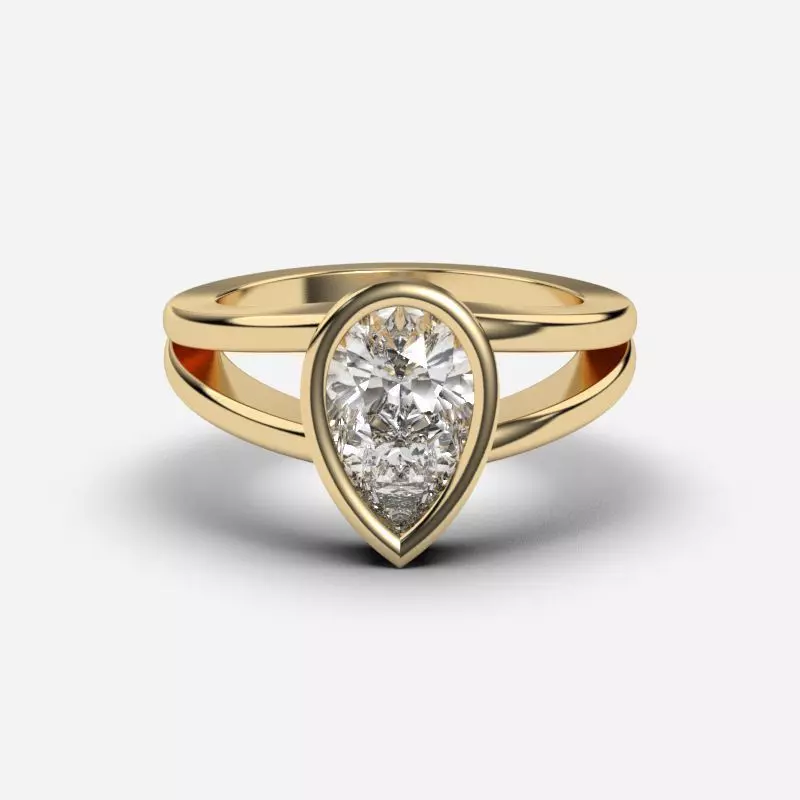 Pear Diamond Solitaire Ring 3D print model_0