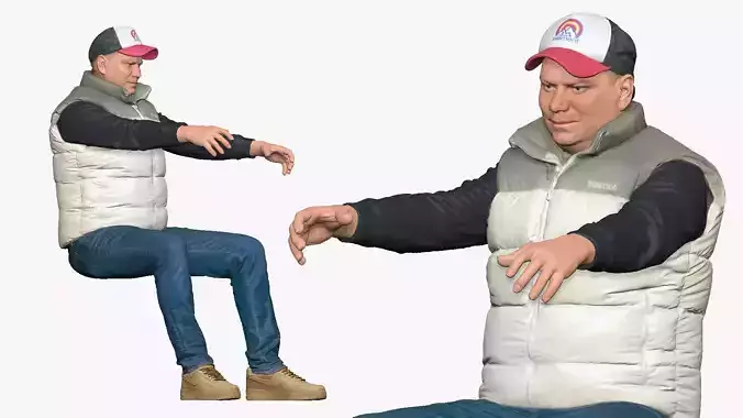 001616 Seated Man in Casual Winter Outfit