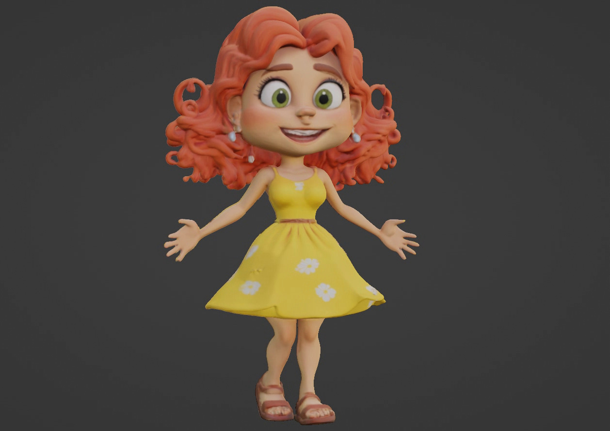 Cartoon Girl 3D Character 3D print model_18