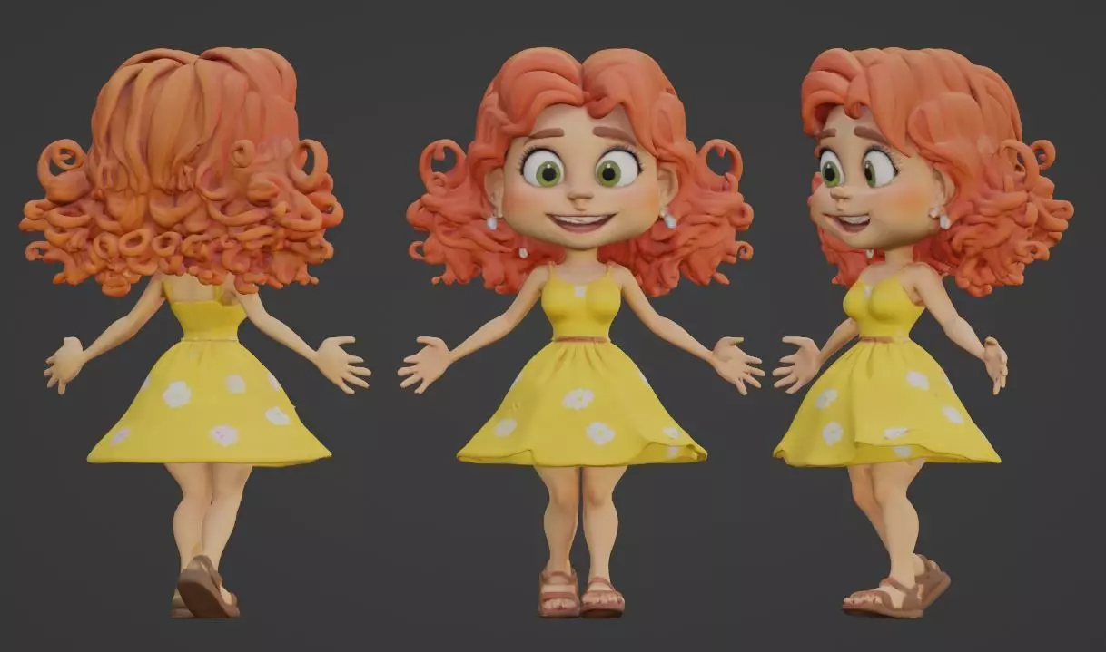 Cartoon Girl 3D Character 3D print model_0