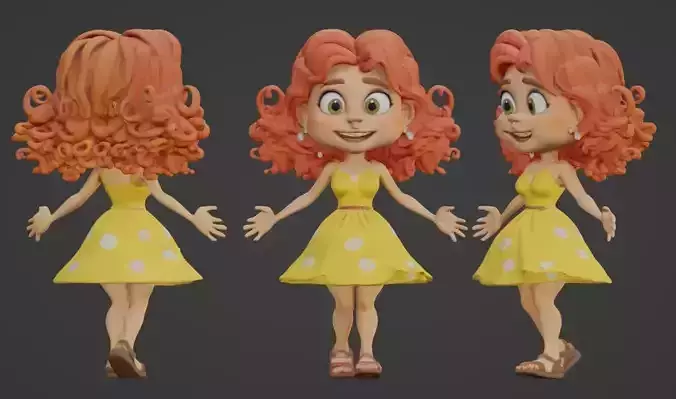 Cartoon Girl 3D Character