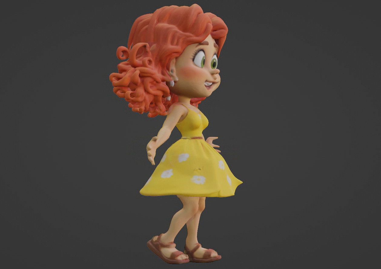 Cartoon Girl 3D Character 3D print model_39