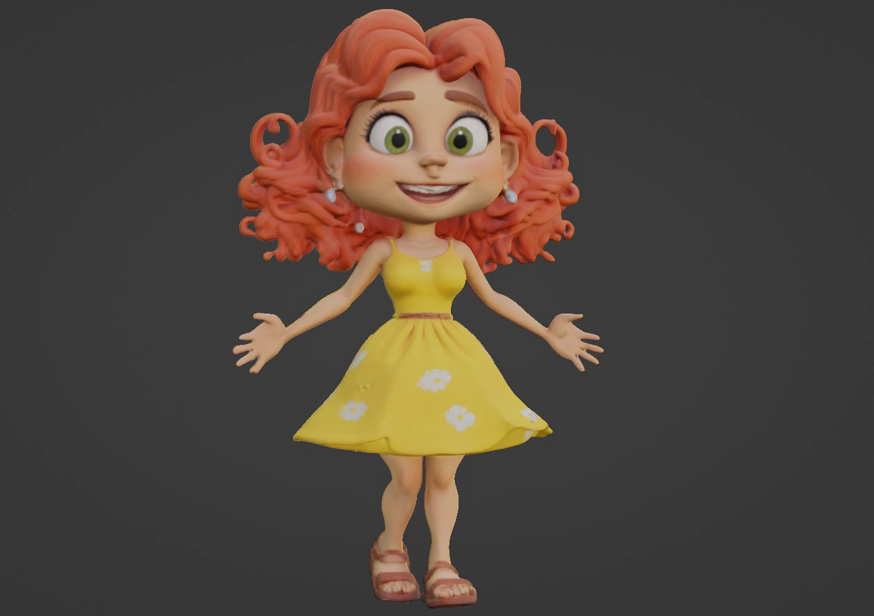 Cartoon Girl 3D Character 3D print model_17