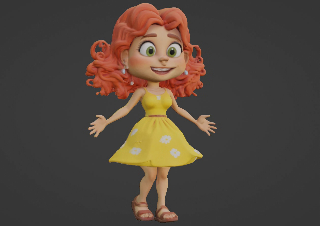 Cartoon Girl 3D Character 3D print model_20