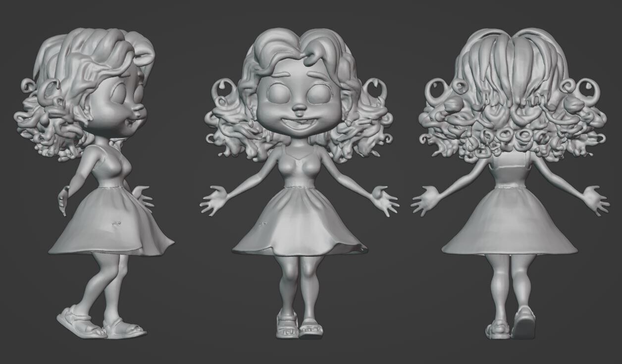 Cartoon Girl 3D Character 3D print model_1