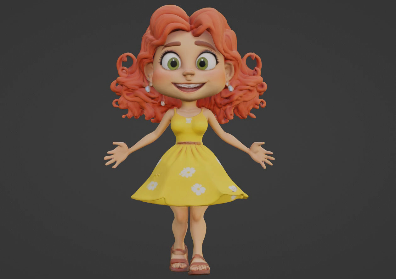Cartoon Girl 3D Character 3D print model_3