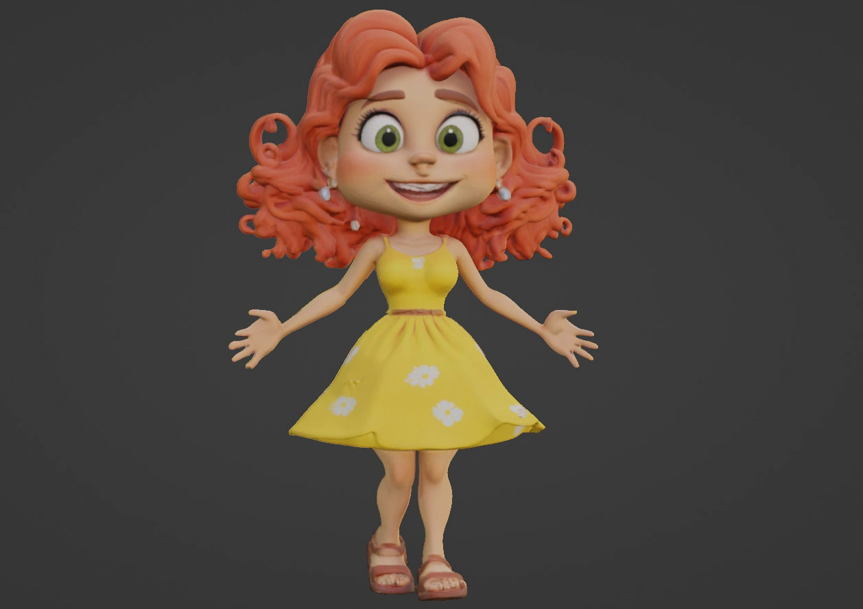 Cartoon Girl 3D Character 3D print model_16