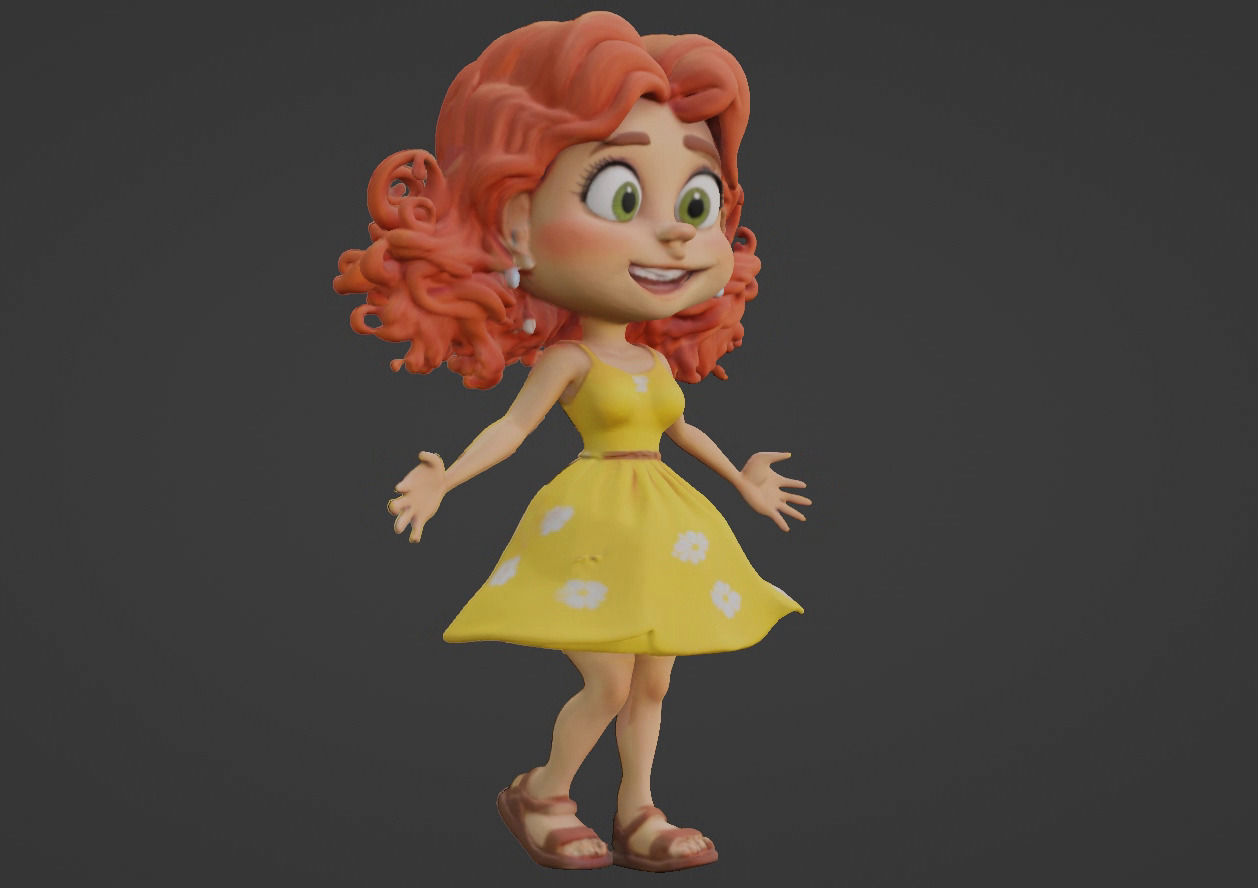 Cartoon Girl 3D Character 3D print model_28