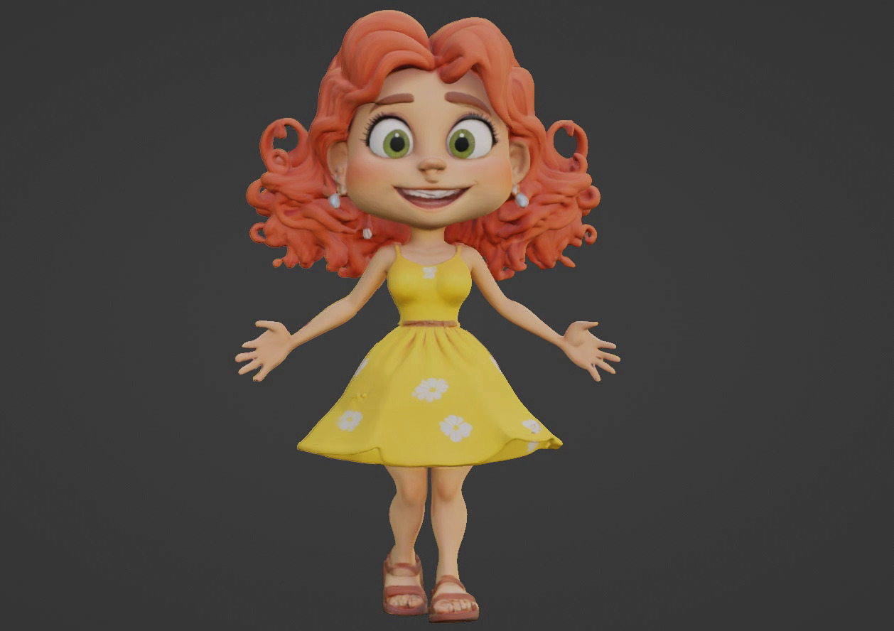 Cartoon Girl 3D Character 3D print model_12