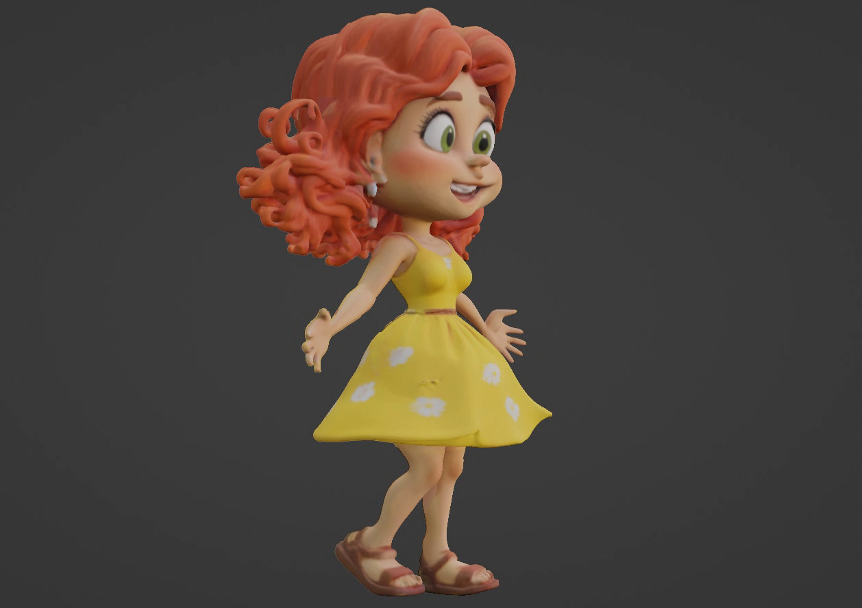 Cartoon Girl 3D Character 3D print model_34