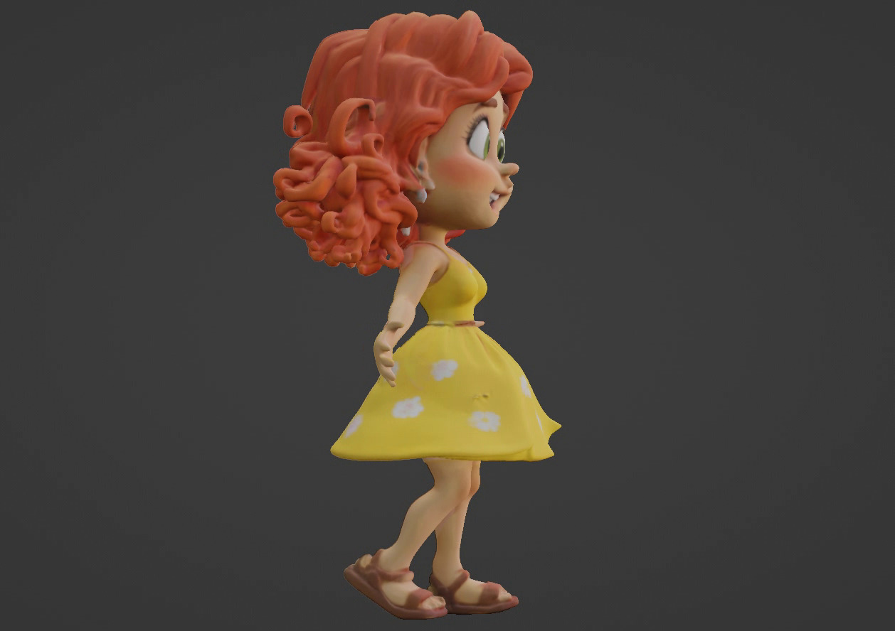 Cartoon Girl 3D Character 3D print model_44