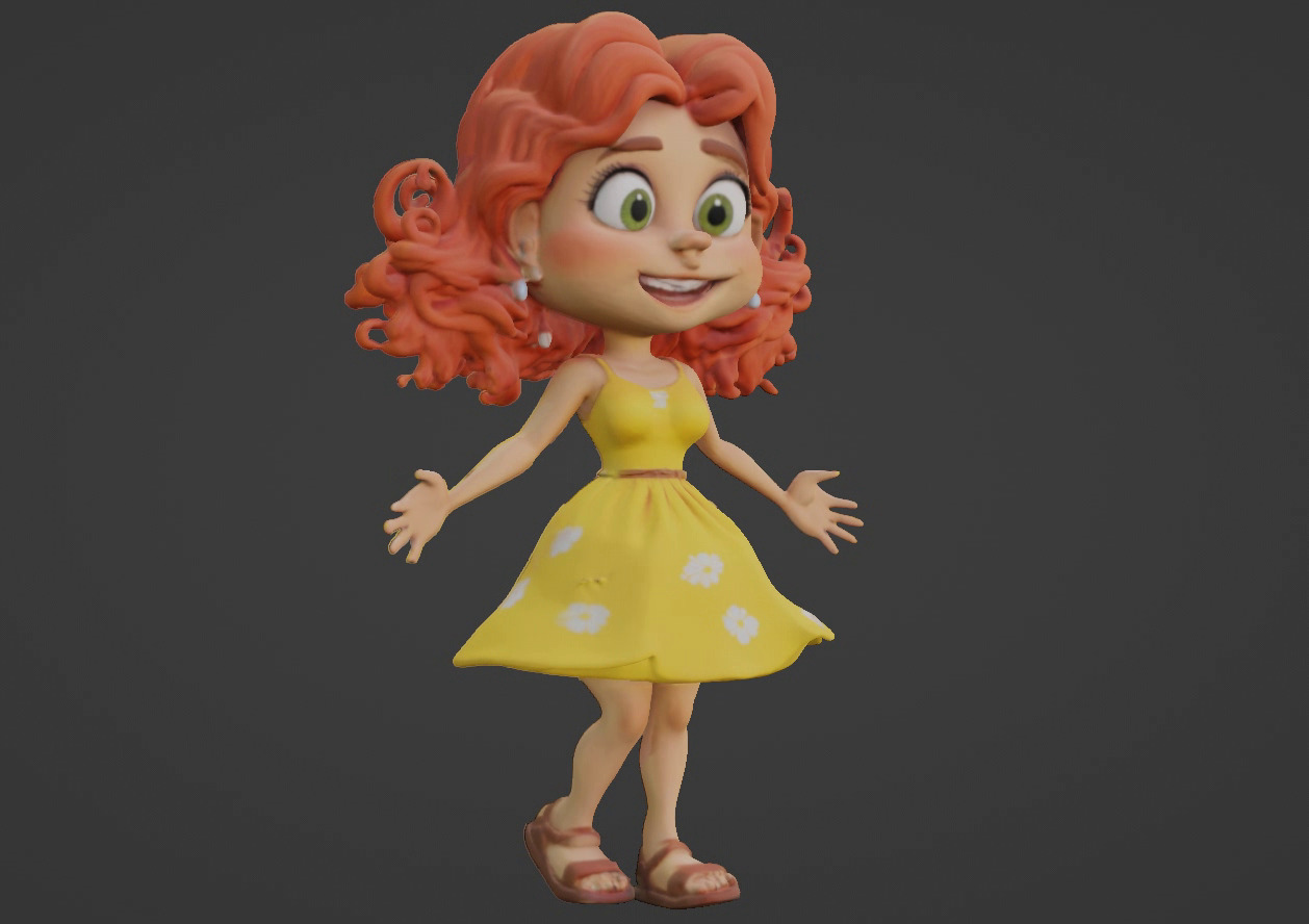 Cartoon Girl 3D Character 3D print model_26
