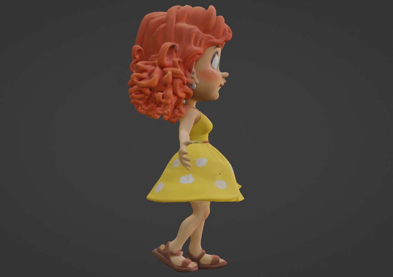 Cartoon Girl 3D Character 3D print model_48
