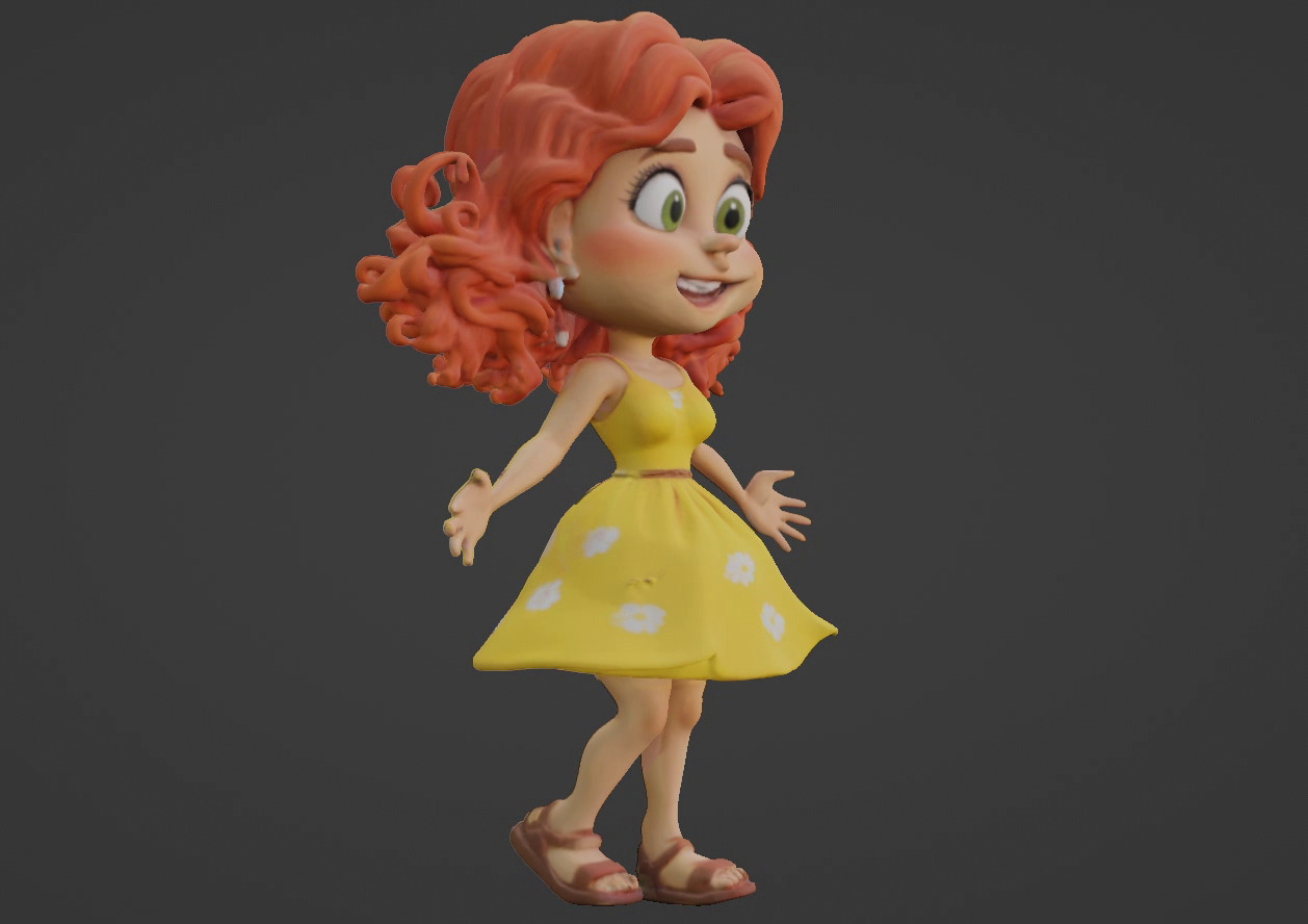 Cartoon Girl 3D Character 3D print model_33