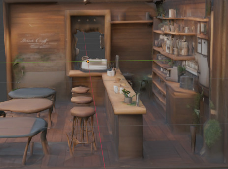 A warm rustic cafe interior 3D model_1