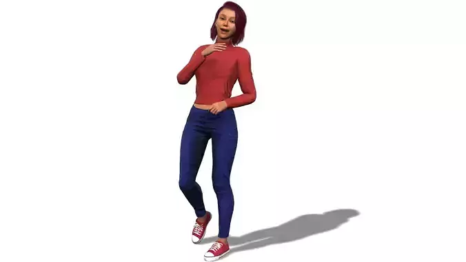 Realistic 3D Female Character in Casual Outfit Game-Ready