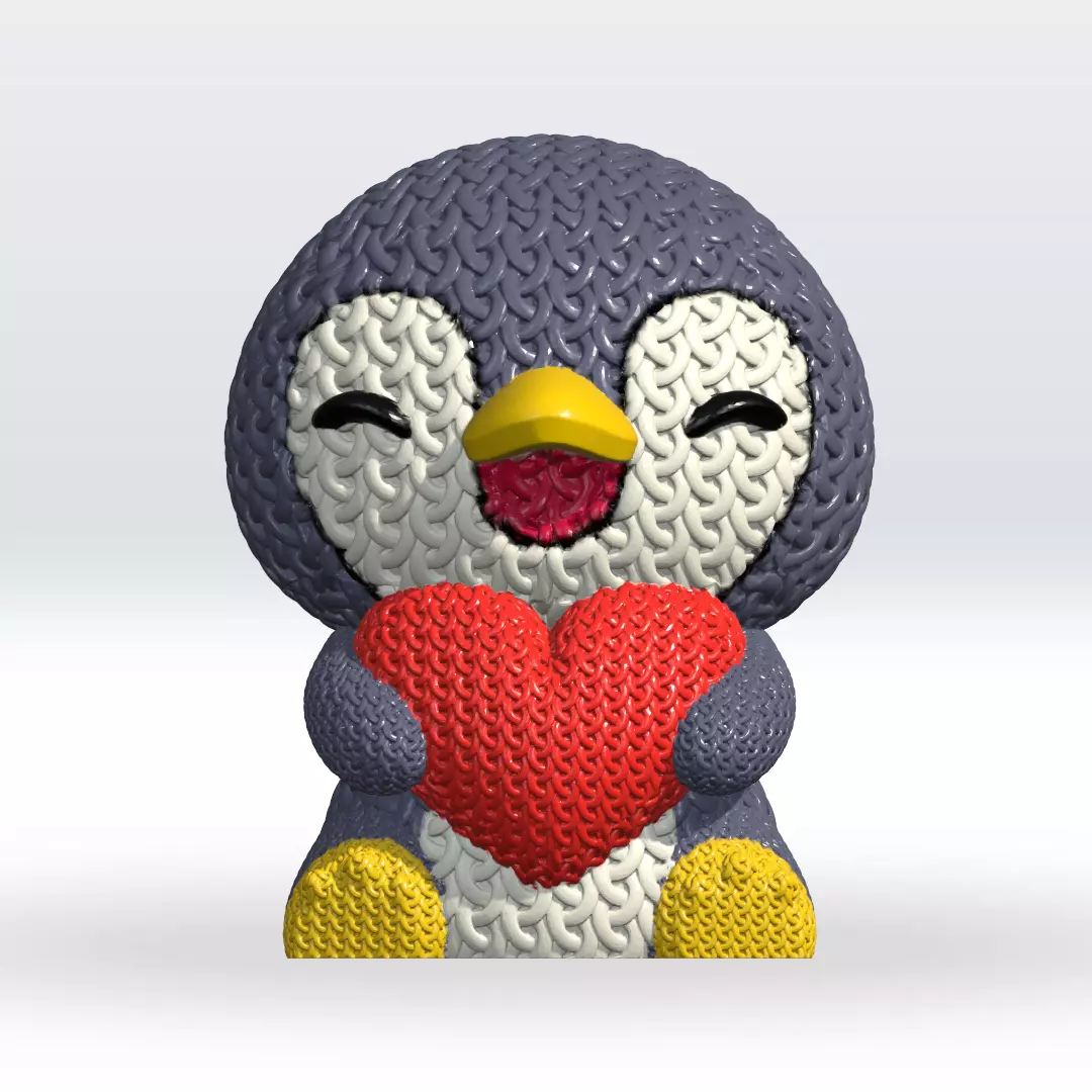 Knitted Penguin 3D Model STL file Cute Knitted Character 3D print model