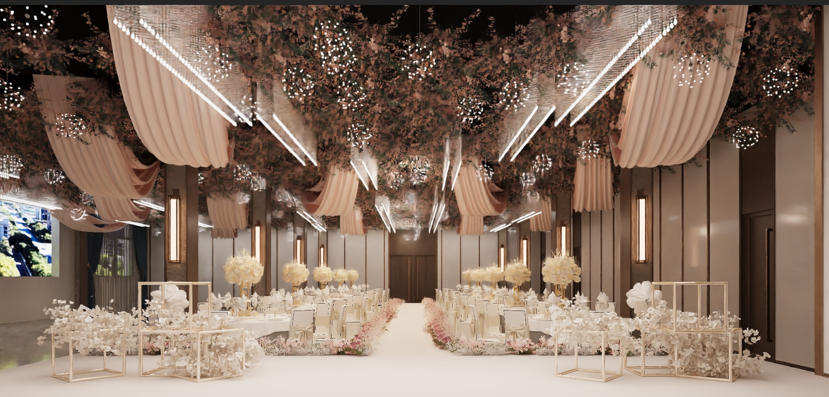 Modern banquet hall 3D model_1