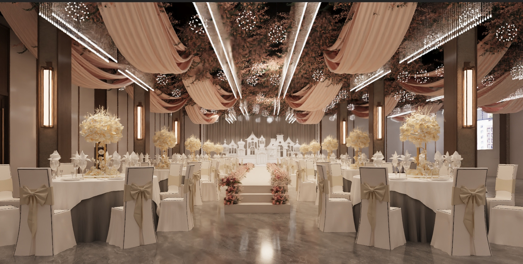 Modern banquet hall 3D model_0