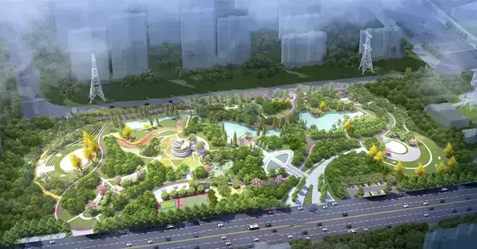 Urban park landscape