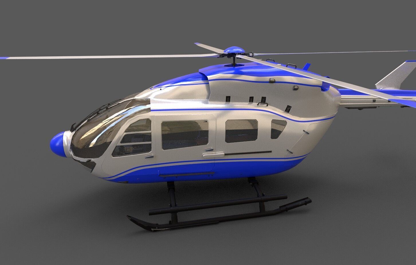 EC145 Helicopter Low-poly 3D model_2