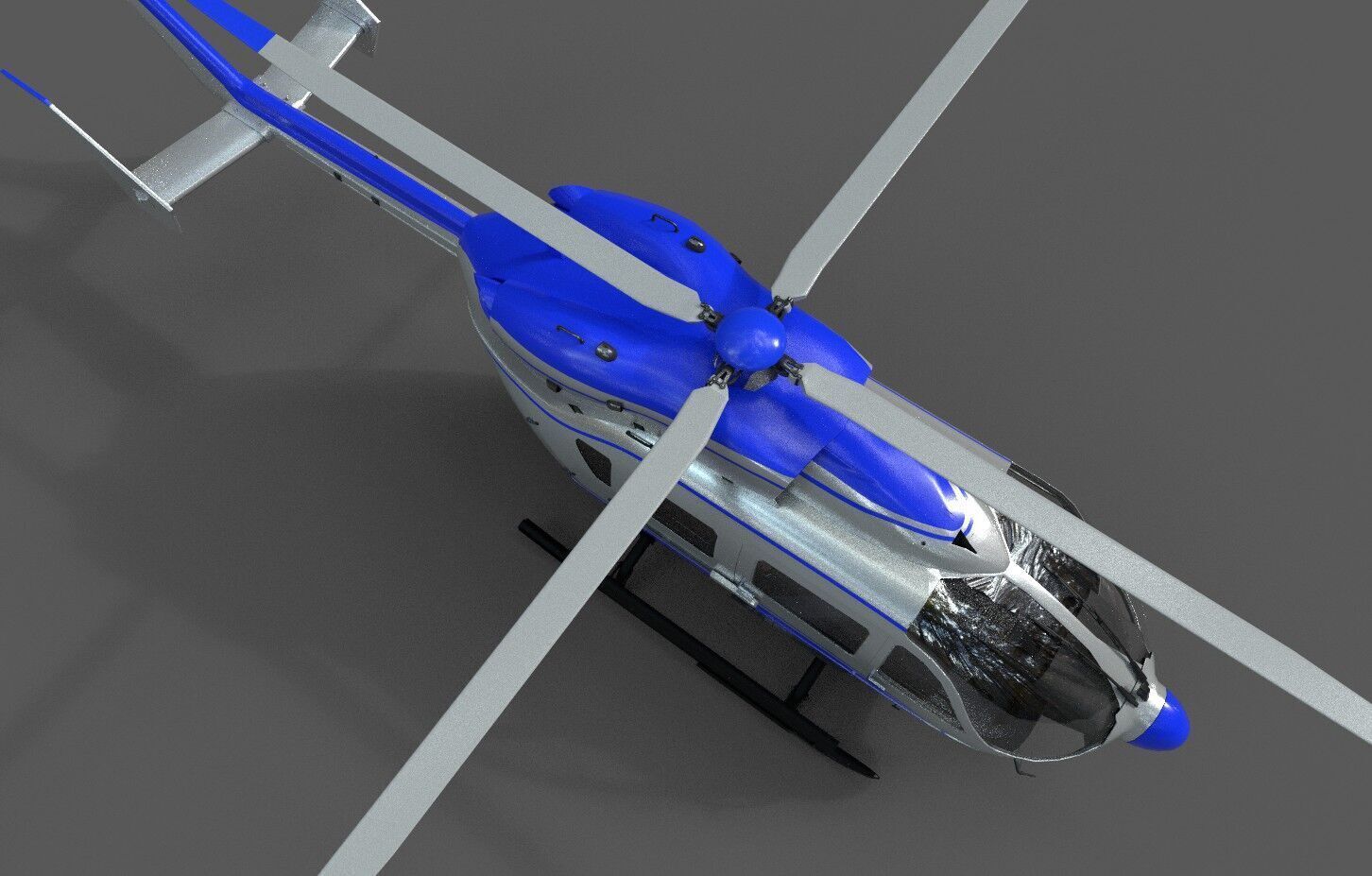 EC145 Helicopter Low-poly 3D model_4