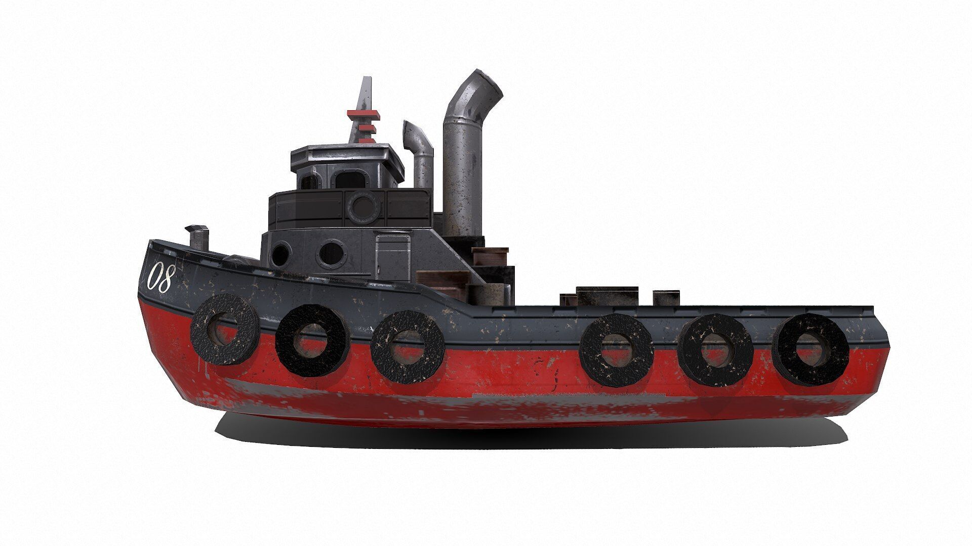 Tugboat Low-poly PBR Low-poly 3D model_3
