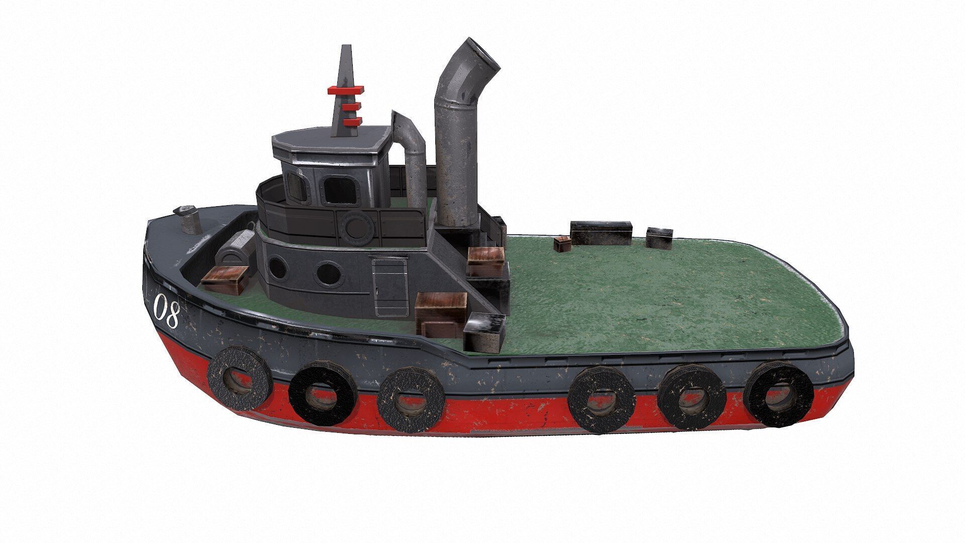 Tugboat Low-poly PBR Low-poly 3D model_4