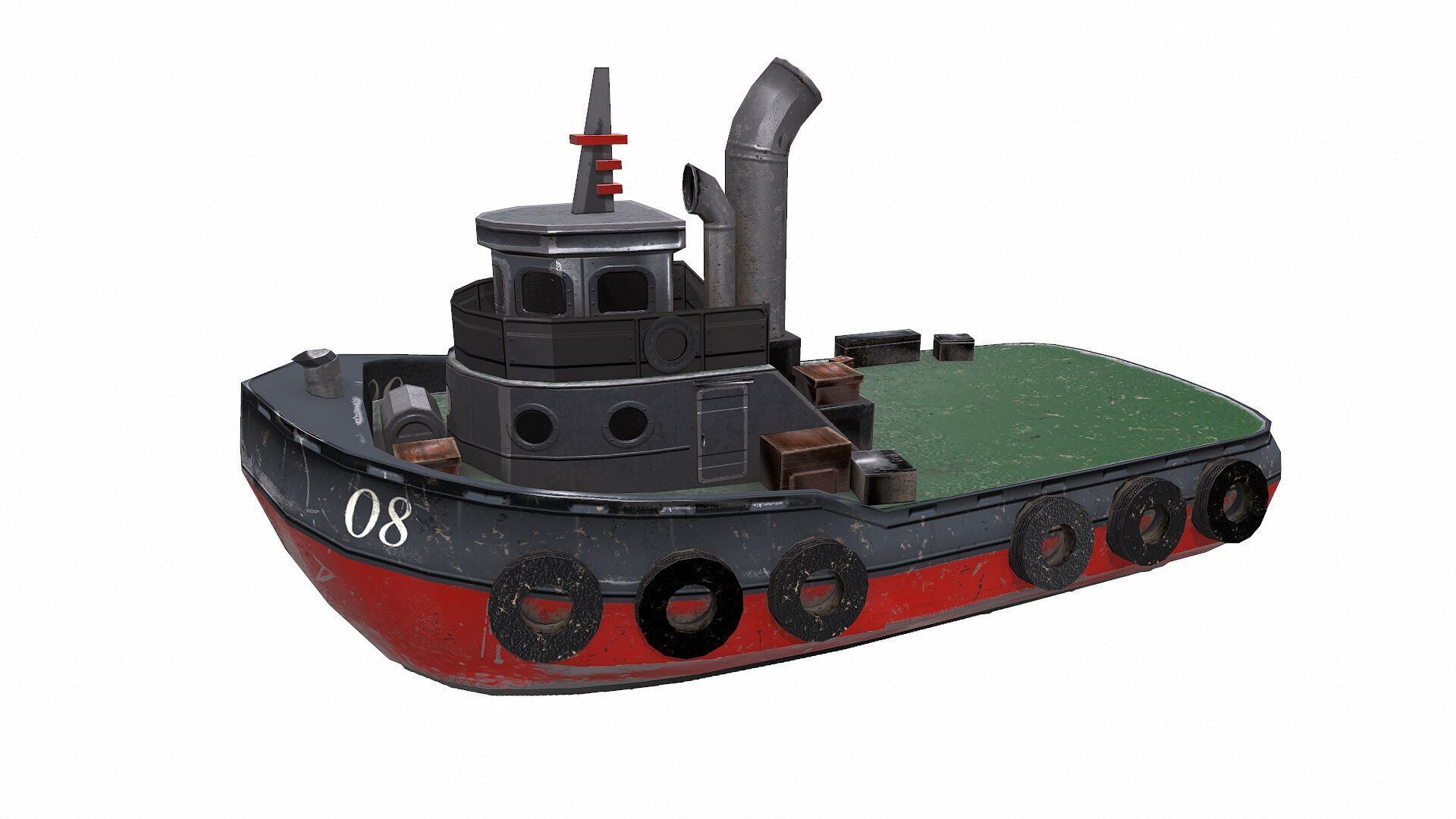 Tugboat Low-poly PBR Low-poly 3D model_2