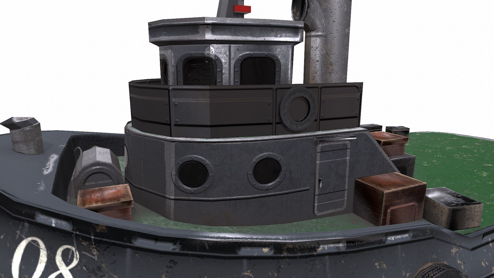 Tugboat Low-poly PBR Low-poly 3D model_16