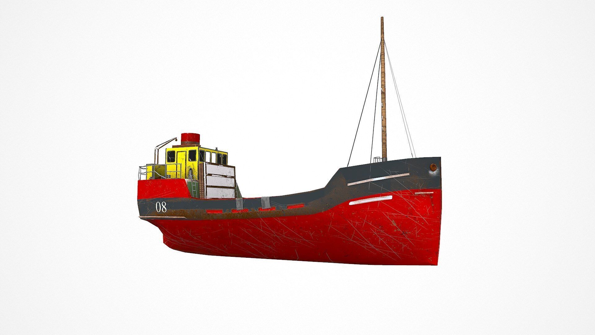 Old Cargo Ship Low-poly PBR Low-poly 3D model_13