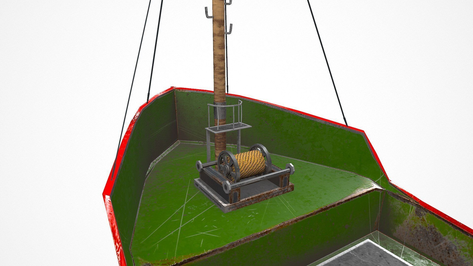 Old Cargo Ship Low-poly PBR Low-poly 3D model_20