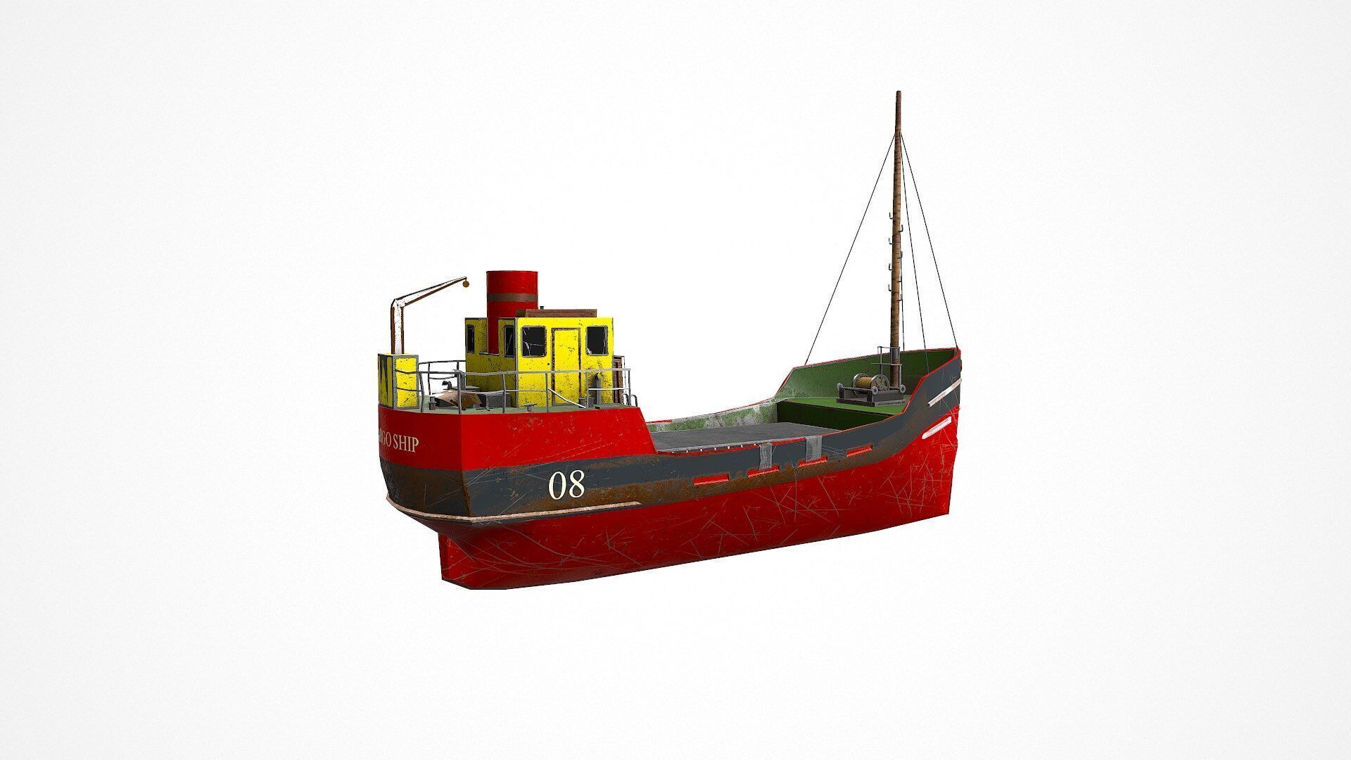 Old Cargo Ship Low-poly PBR Low-poly 3D model_9