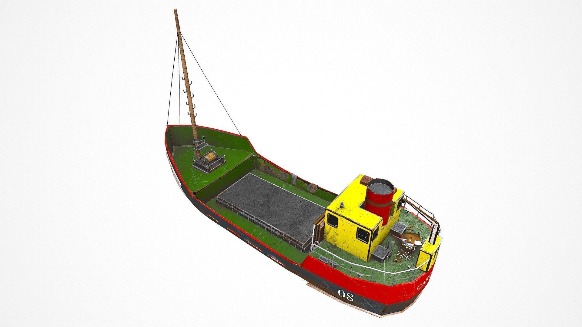 Old Cargo Ship Low-poly PBR Low-poly 3D model_6