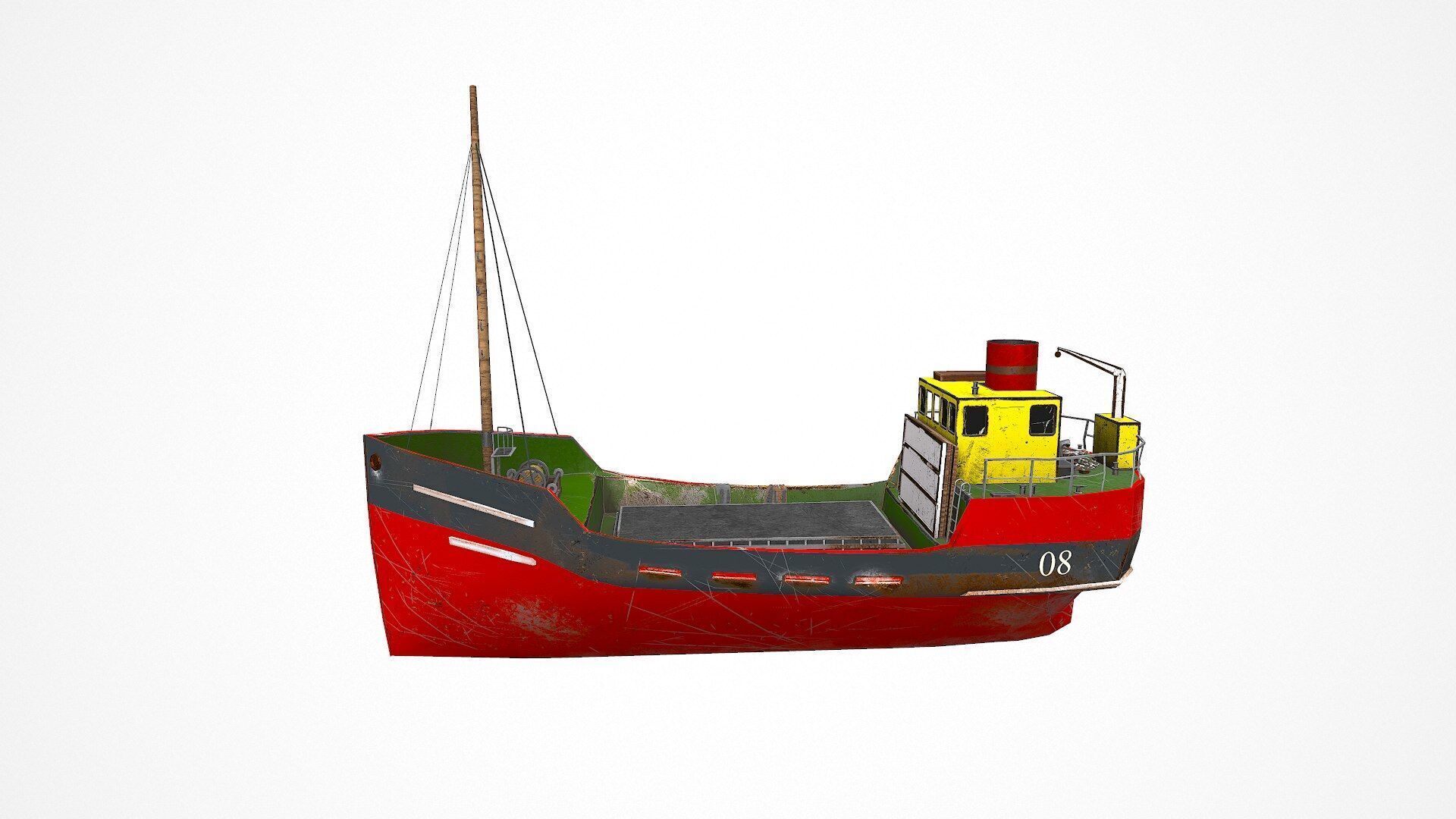 Old Cargo Ship Low-poly PBR Low-poly 3D model_2