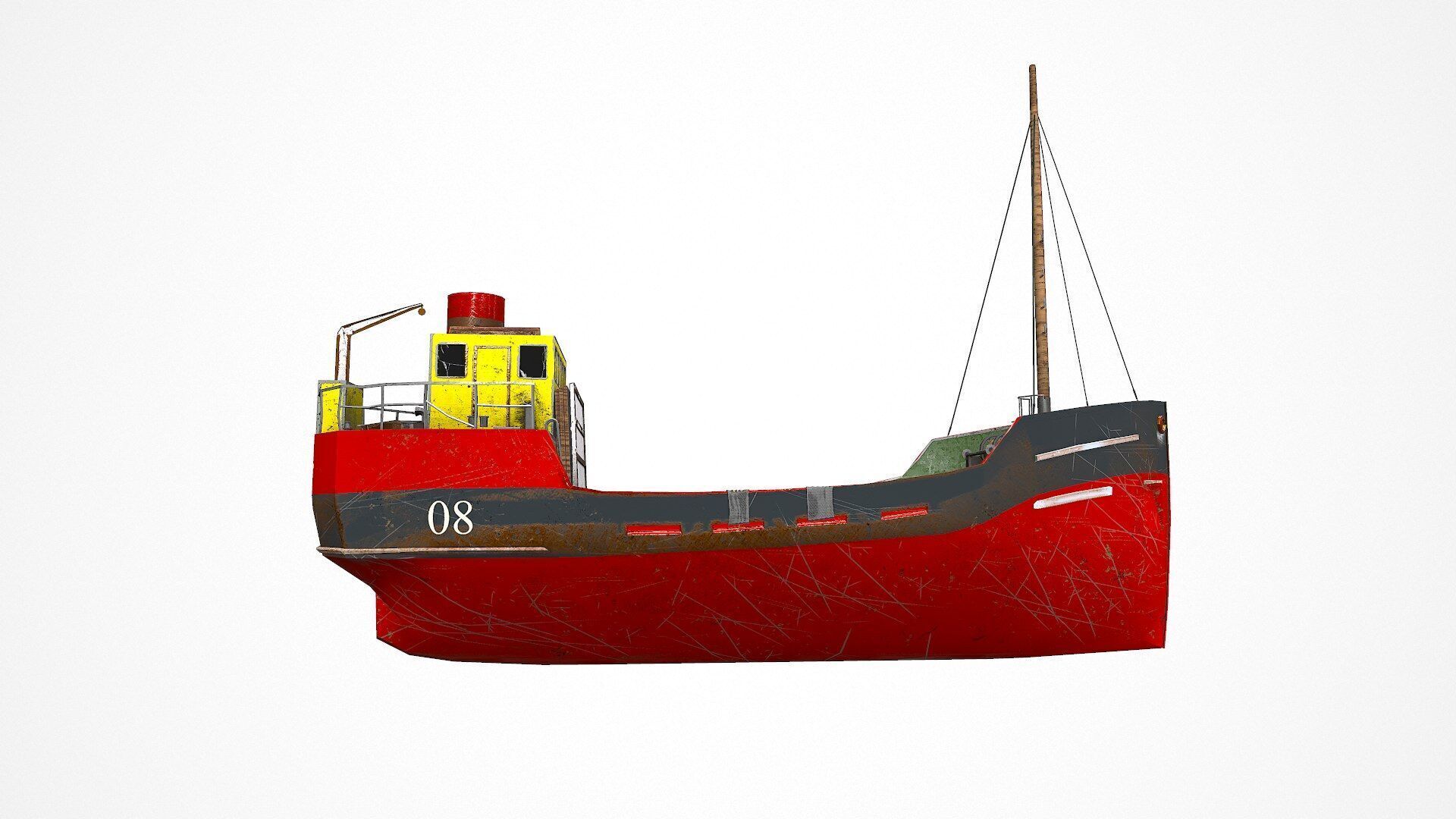 Old Cargo Ship Low-poly PBR Low-poly 3D model_11