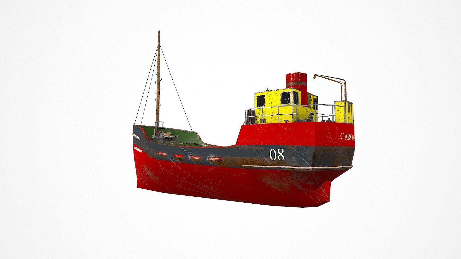 Old Cargo Ship Low-poly PBR Low-poly 3D model_5