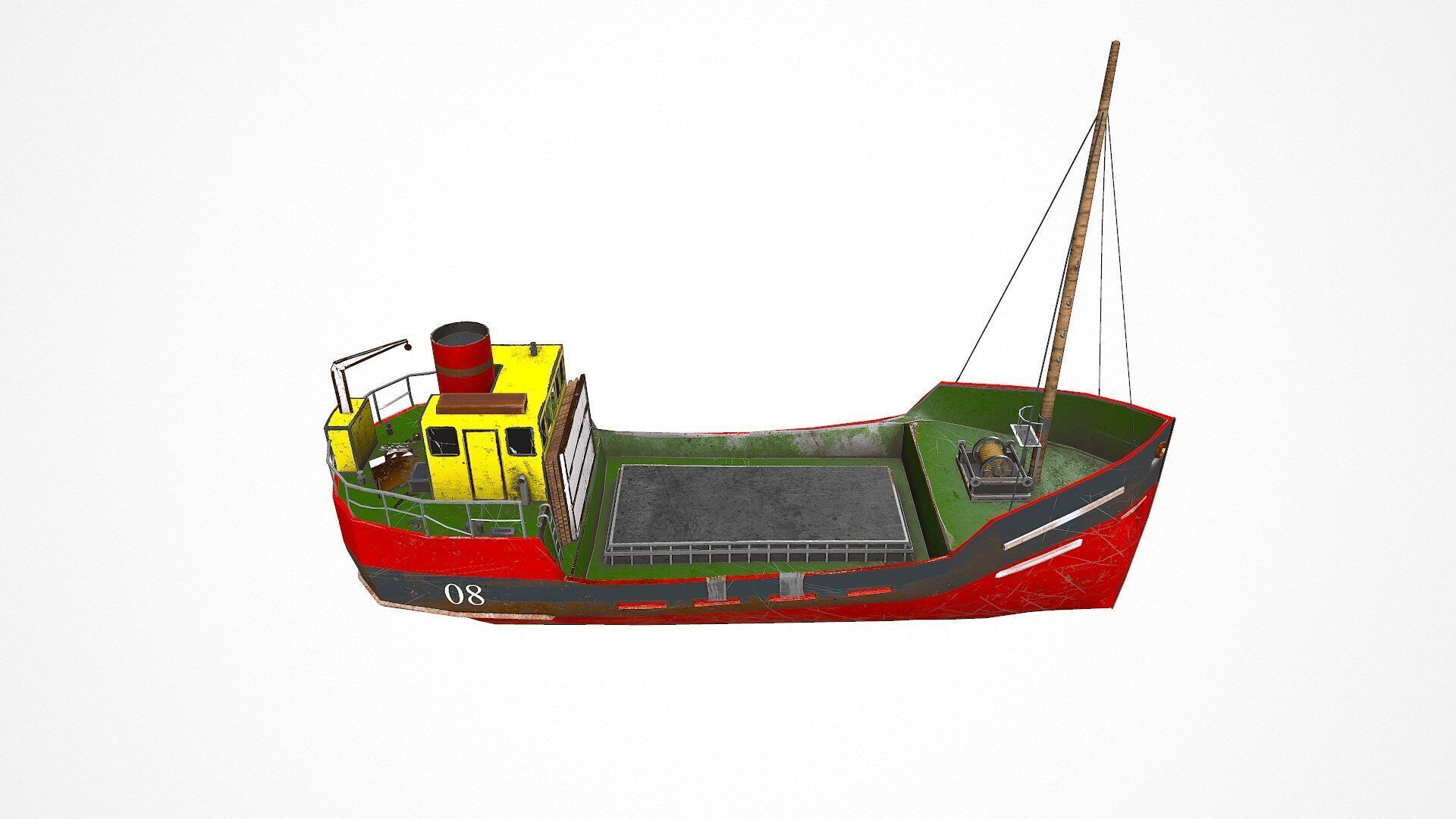 Old Cargo Ship Low-poly PBR Low-poly 3D model_12