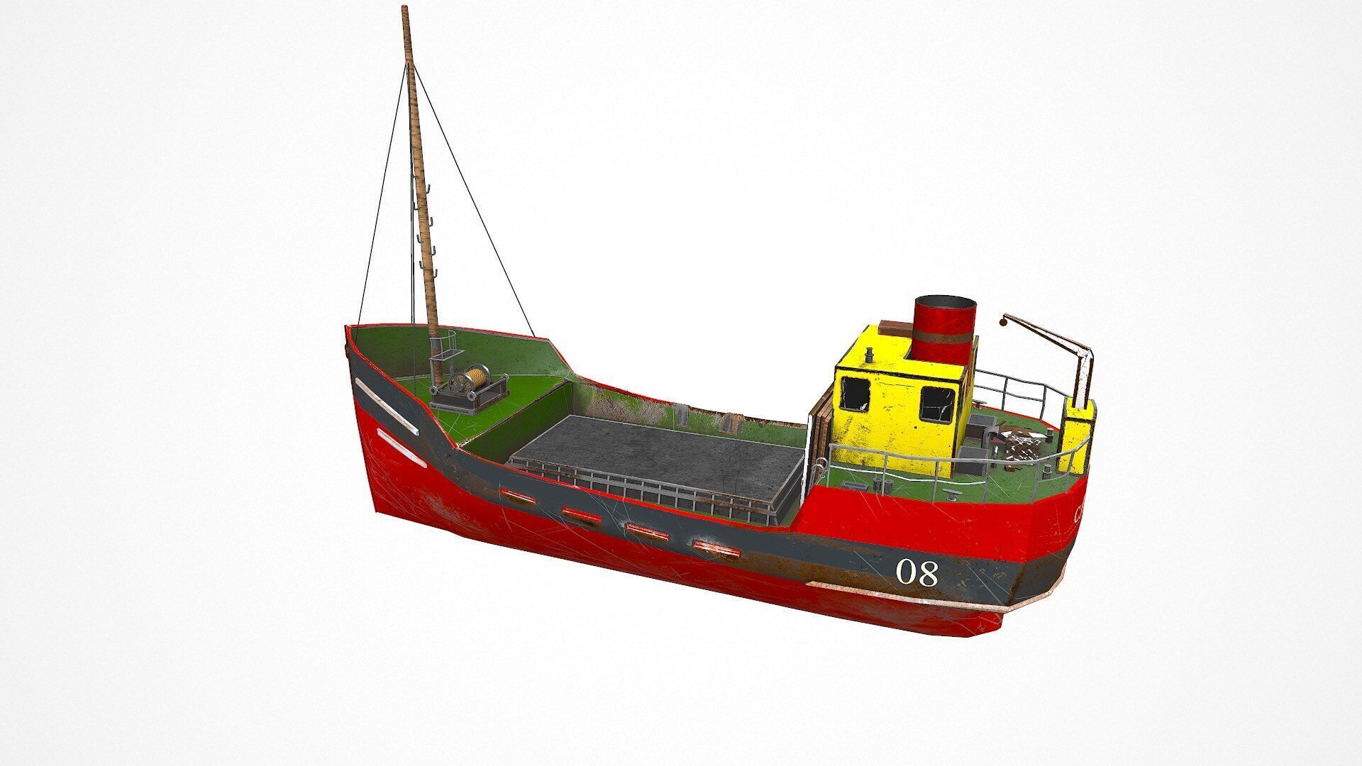 Old Cargo Ship Low-poly PBR Low-poly 3D model_4