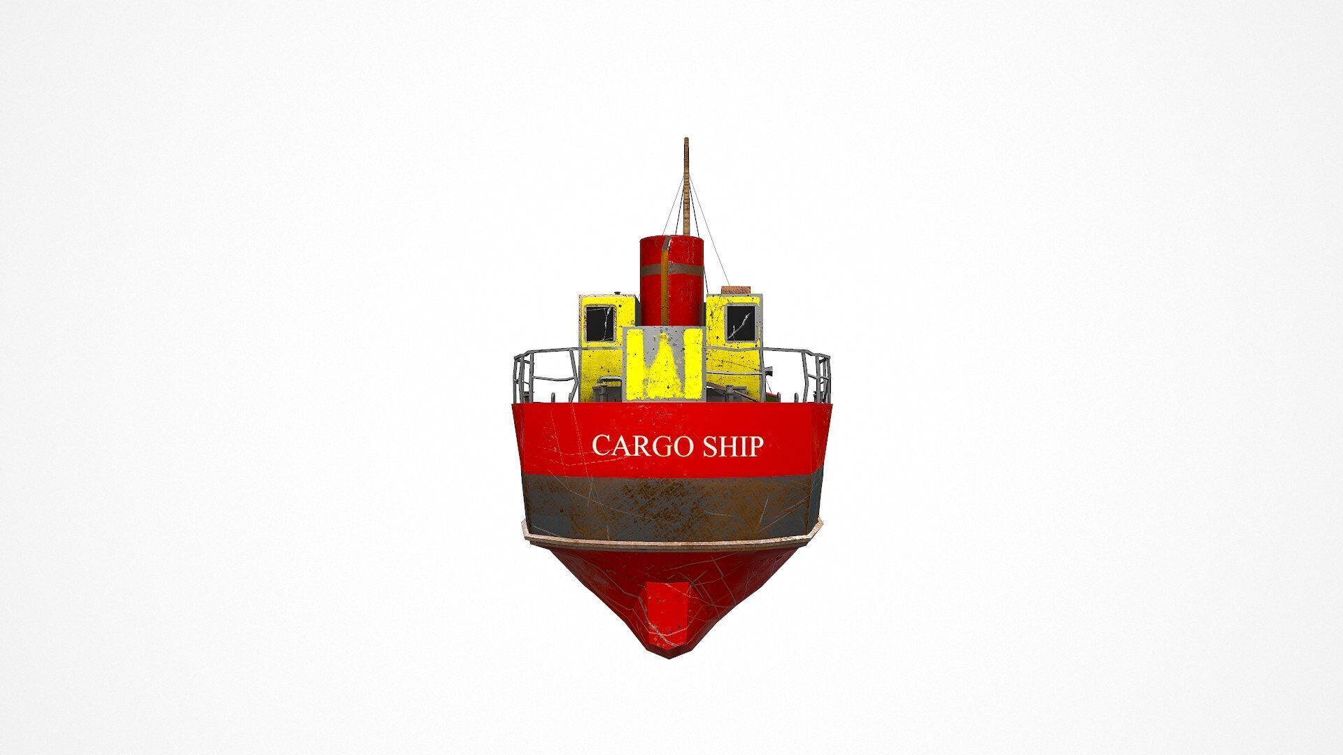 Old Cargo Ship Low-poly PBR Low-poly 3D model_7