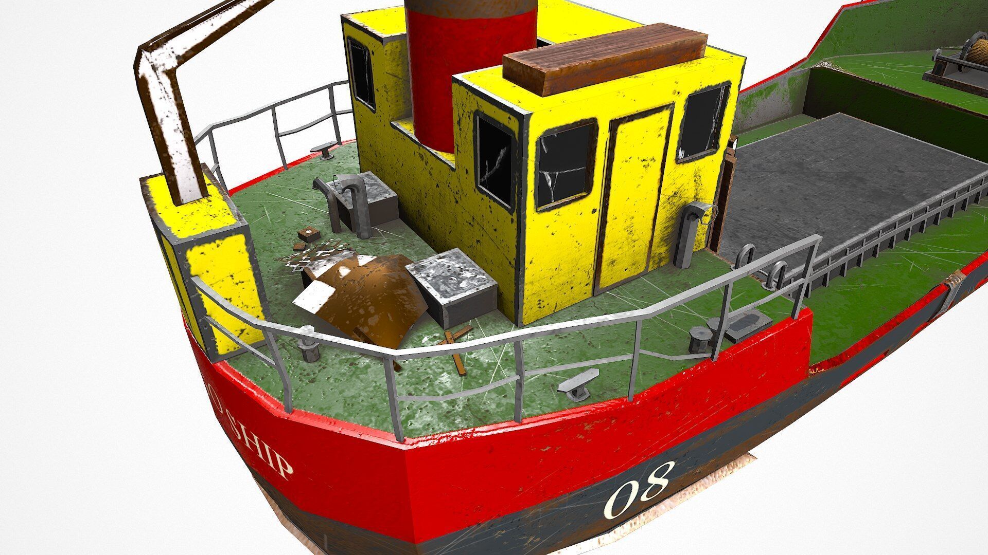 Old Cargo Ship Low-poly PBR Low-poly 3D model_18