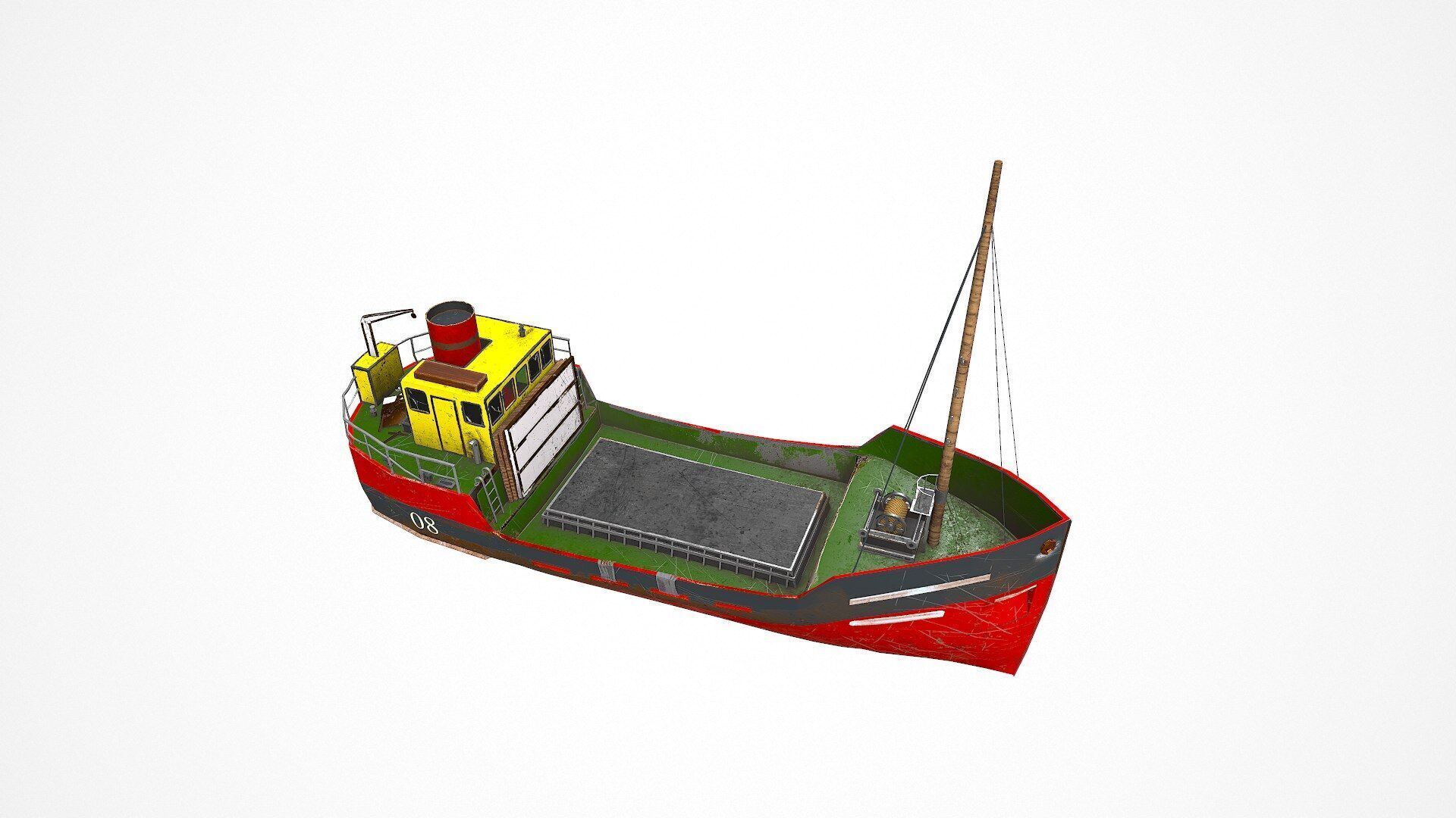 Old Cargo Ship Low-poly PBR Low-poly 3D model_14