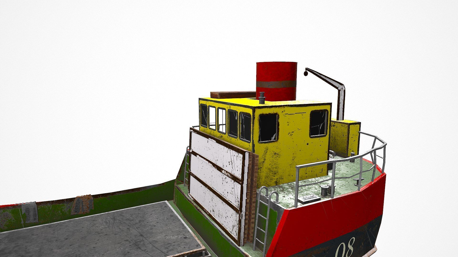 Old Cargo Ship Low-poly PBR Low-poly 3D model_16