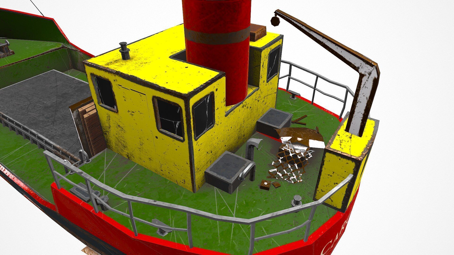 Old Cargo Ship Low-poly PBR Low-poly 3D model_17
